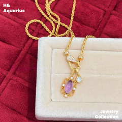 Vintage Marquise Amethyst Pendant - 925 Silver Royal Minimalist Necklace Charm