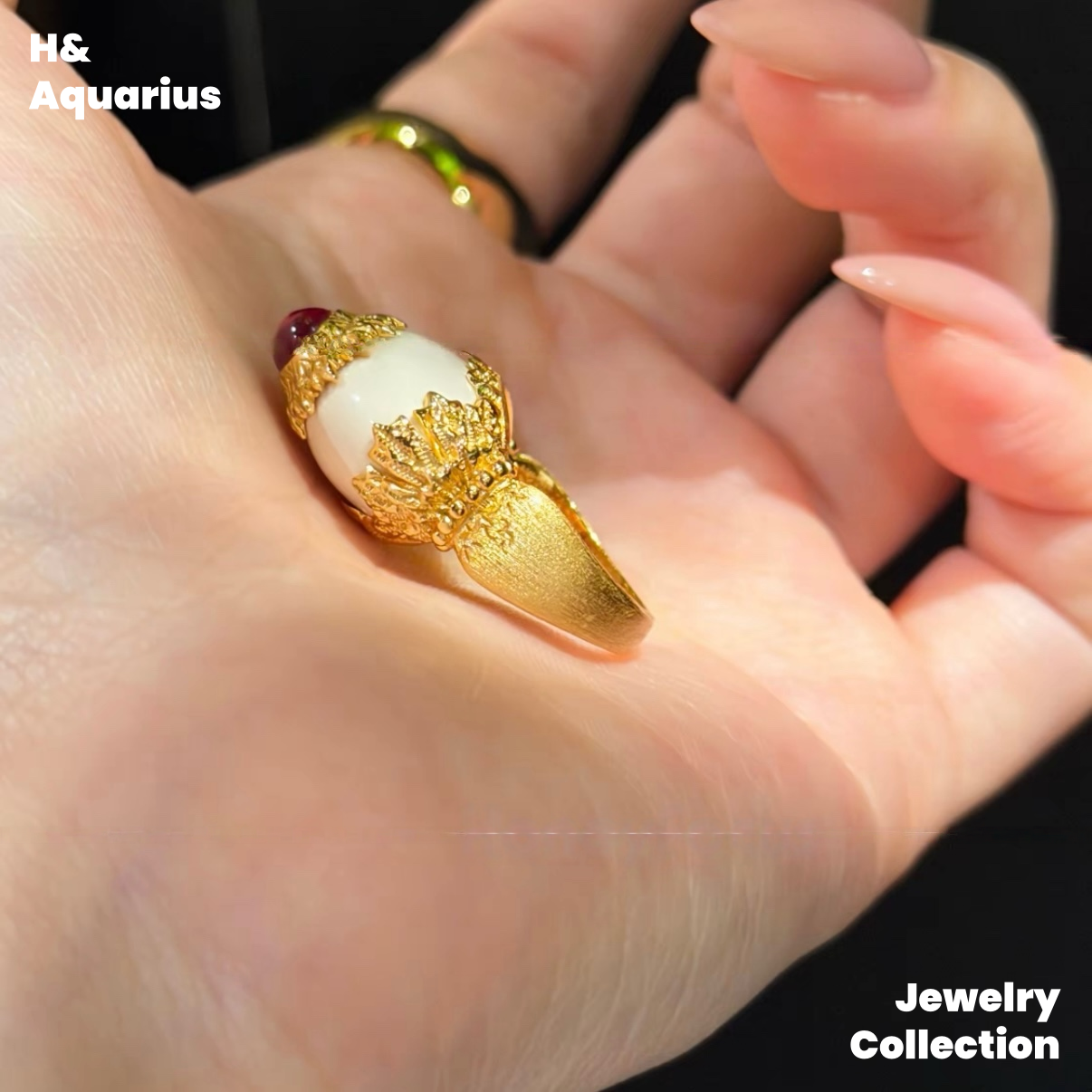 Rose Crown Ring - 925 Silver Mammoth Ivory Vintage Statement Ring