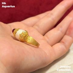 Rose Crown Ring - 925 Silver Mammoth Ivory Vintage Statement Ring