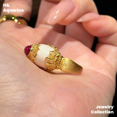 Rose Crown Ring - 925 Silver Mammoth Ivory Vintage Statement Ring