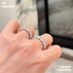 925 Silver & Zirconia Wave Star Band Ring - Minimalist Luxury Full Pavé Stackable Ring