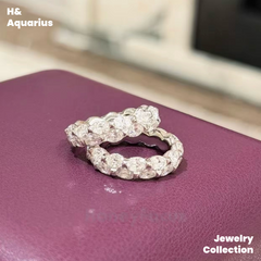925 Silver & Zirconia Wave Star Band Ring - Minimalist Luxury Full Pavé Stackable Ring