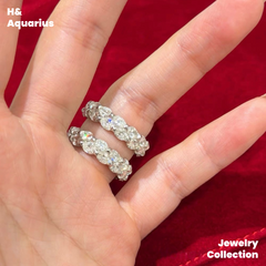 925 Silver & Zirconia Wave Star Band Ring - Minimalist Luxury Full Pavé Stackable Ring