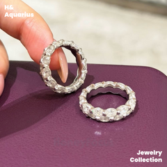 925 Silver & Zirconia Wave Star Band Ring - Minimalist Luxury Full Pavé Stackable Ring