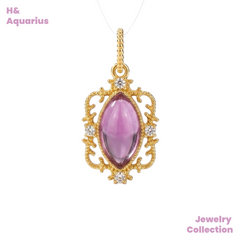Vintage Marquise Amethyst Pendant - 925 Silver Royal Minimalist Necklace Charm