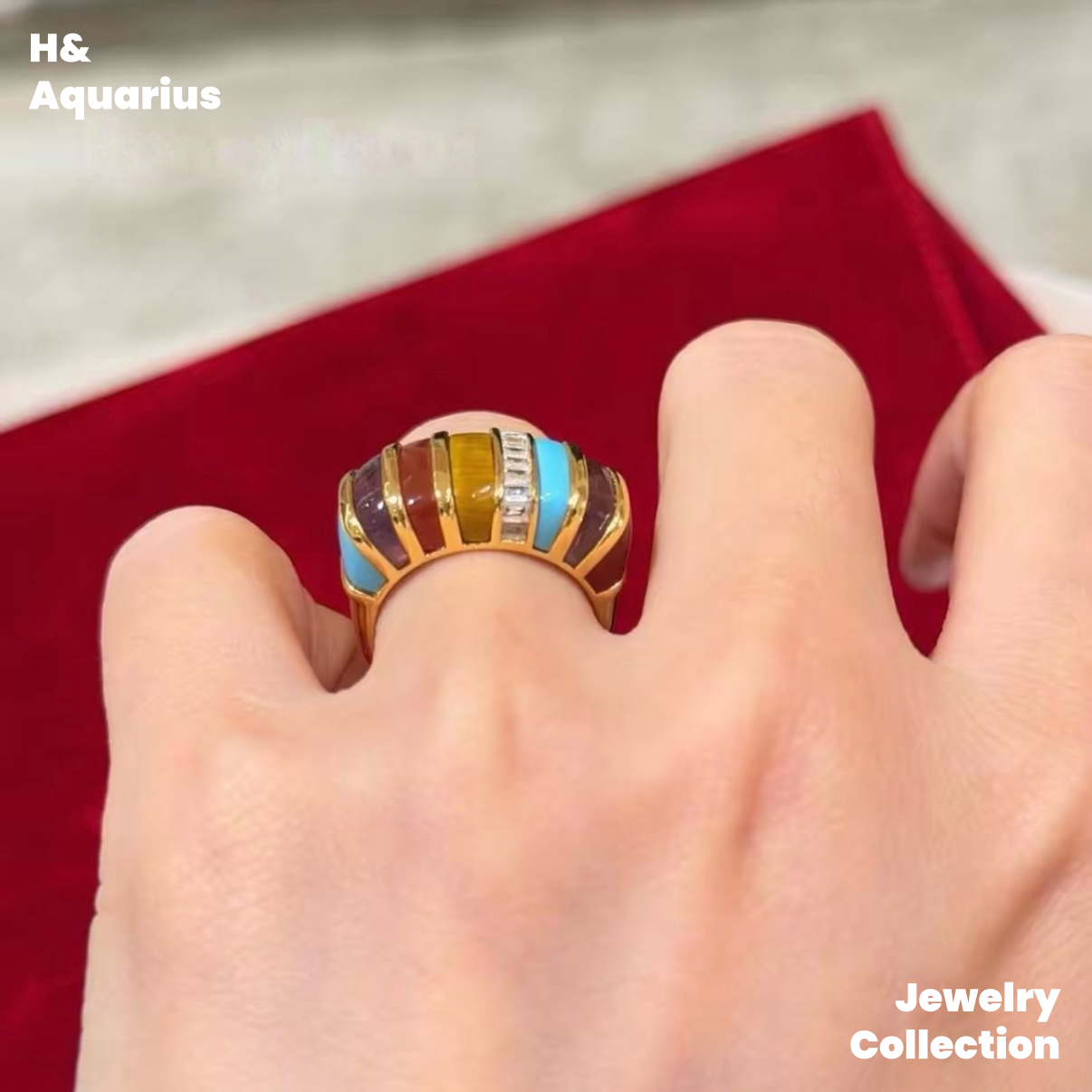 925 Silver & Zirconia Vintage Rainbow Hook Ring - Minimalist Retro Statement Ring