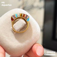 925 Silver & Zirconia Vintage Rainbow Hook Ring - Minimalist Retro Statement Ring