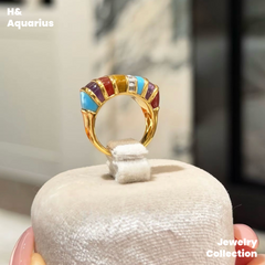 925 Silver & Zirconia Vintage Rainbow Hook Ring - Minimalist Retro Statement Ring