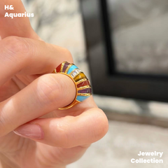 925 Silver & Zirconia Vintage Rainbow Hook Ring - Minimalist Retro Statement Ring