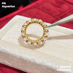 925 Silver & Zirconia Dewdrop Halo Band Ring - Gold Plated Minimalist Statement Stackable Ring