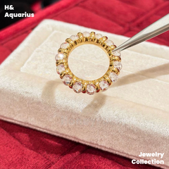 925 Silver & Zirconia Dewdrop Halo Band Ring - Gold Plated Minimalist Statement Stackable Ring