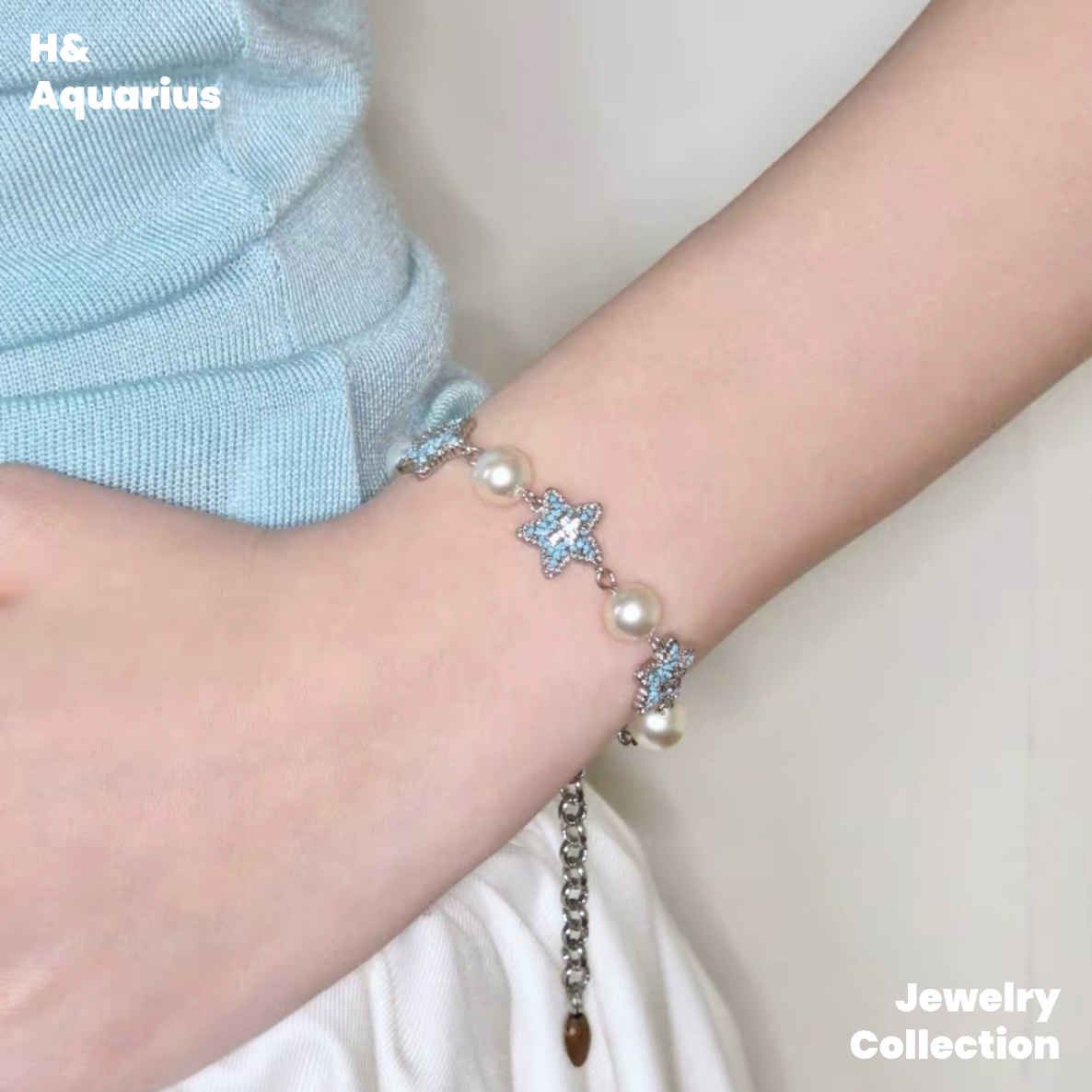 STAY MEDIOCRE "Starry Eden" Series Pearl Blue Bracelet - New Arrival Minimalist Chain for Women