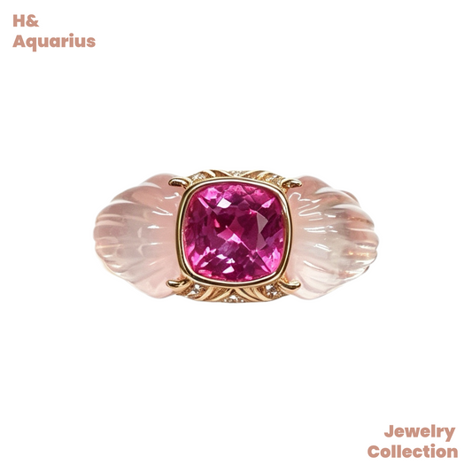 Pink Mist Peach Ring - 925 Silver Crystal Fairy Style Minimalist Design Ring