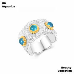 925 Silver & Zirconia Daisy Ring - Silver Handmade Boho Vintage Ring