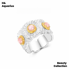 925 Silver & Zirconia Daisy Ring - Silver Handmade Boho Vintage Ring