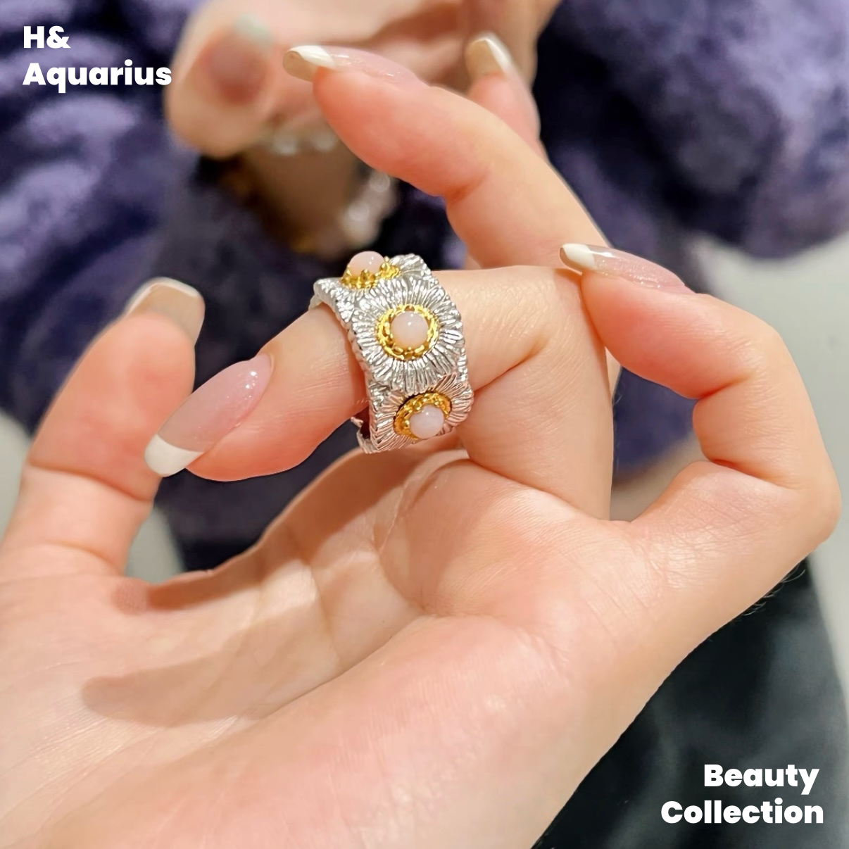 925 Silver & Zirconia Daisy Ring - Silver Handmade Boho Vintage Ring