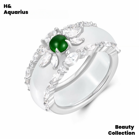 White High Ice Jade Ring - Modern Chinese Style Elegant Minimalist Ring
