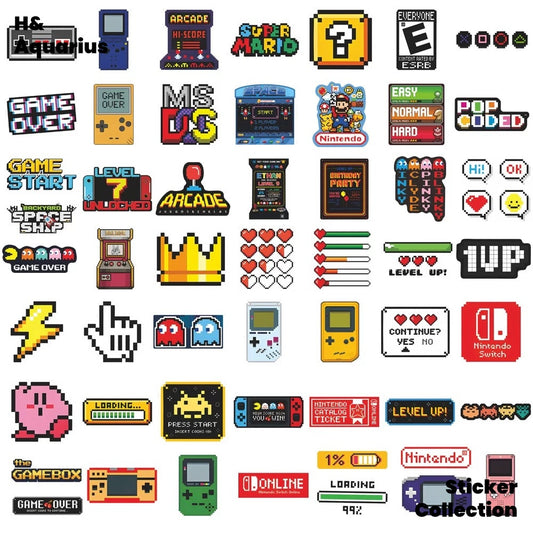 50 pcs Nintendo game switch elements nostalgic stickers luggage creative waterproof phone case travel suitcase stickers