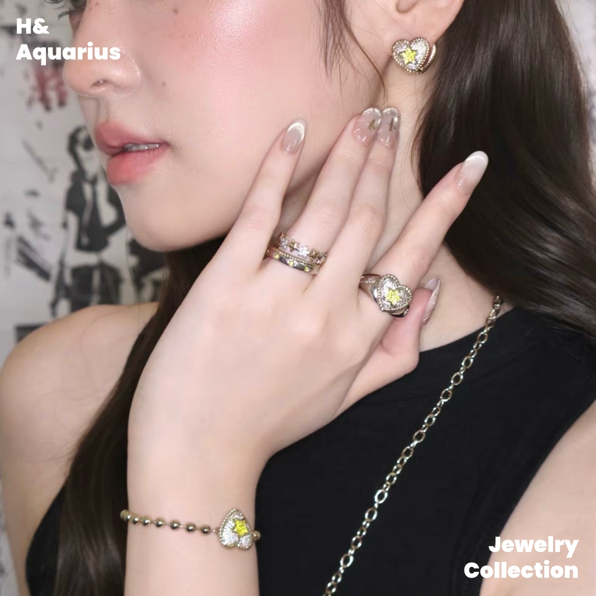 STAY MEDIOCRE Brass "Star Orbit 2.0" Heart Full Pavé Star Bracelet - Minimalist Chain for Women