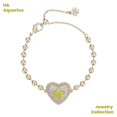 STAY MEDIOCRE Brass "Star Orbit 2.0" Heart Full Pavé Star Bracelet - Minimalist Chain for Women