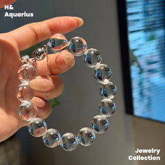 Ice Clear Rock Crystal Bracelet - 925 Silver Natural Minimalist Everyday Bead Chain