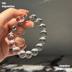 Ice Clear Rock Crystal Bracelet - 925 Silver Natural Minimalist Everyday Bead Chain