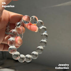 Ice Clear Rock Crystal Bracelet - 925 Silver Natural Minimalist Everyday Bead Chain