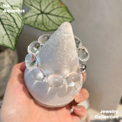 Ice Clear Rock Crystal Bracelet - 925 Silver Natural Minimalist Everyday Bead Chain