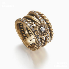 Copper Alloy & Zirconia Multi-Chain Vintage Ring - Birthday Gift New Arrival Statement Ring