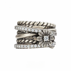 Copper Alloy & Zirconia Multi-Chain Vintage Ring - Birthday Gift New Arrival Statement Ring