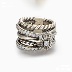 Copper Alloy & Zirconia Multi-Chain Vintage Ring - Birthday Gift New Arrival Statement Ring