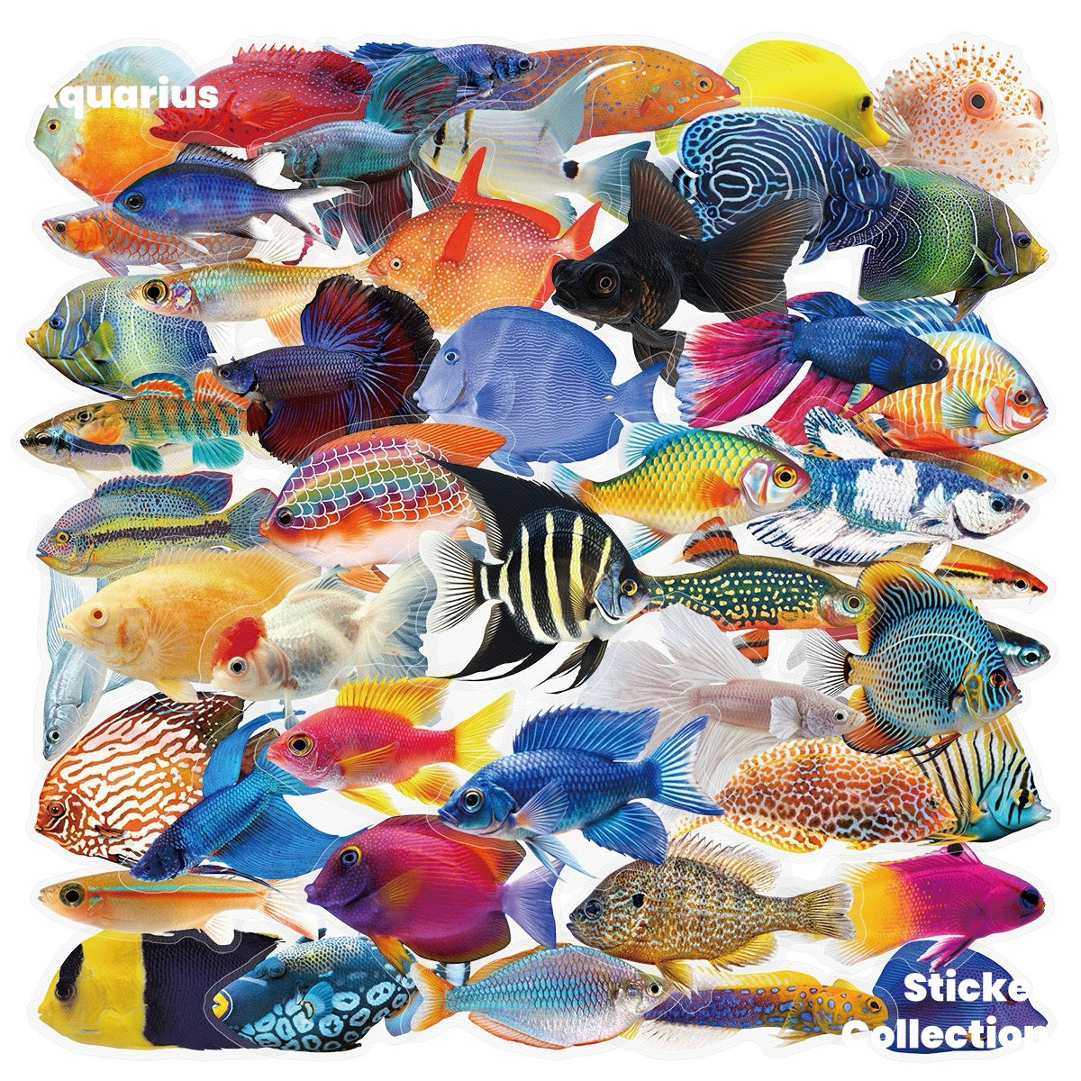 50pcs Transparent Fish Stickers - Phone Case Laptop Water Bottle Luggage DIY Decoration