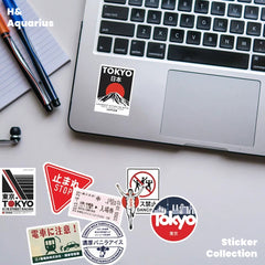 60pcs Japanese Street Sign Stickers - Trendy Typography Decals for Laptop Water Bottle Journal