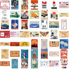 60pcs Japanese Street Sign Stickers - Trendy Typography Decals for Laptop Water Bottle Journal