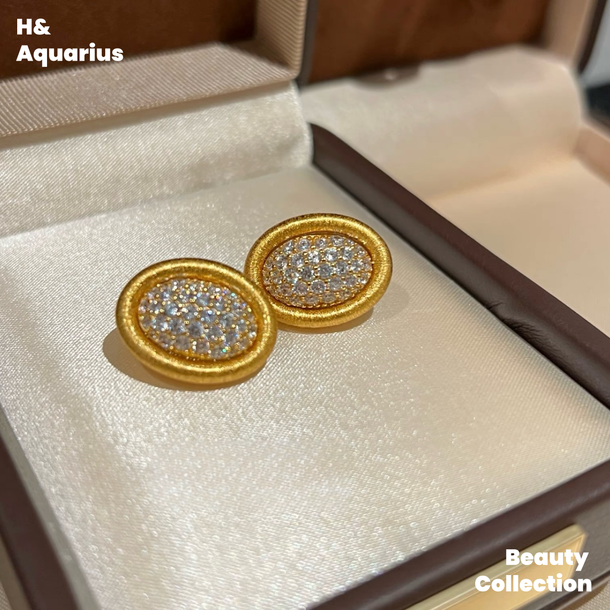 925 Silver & Zirconia Bathtub Ring/Earrings - Gold Plated Vintage Luxury Jewelry Set