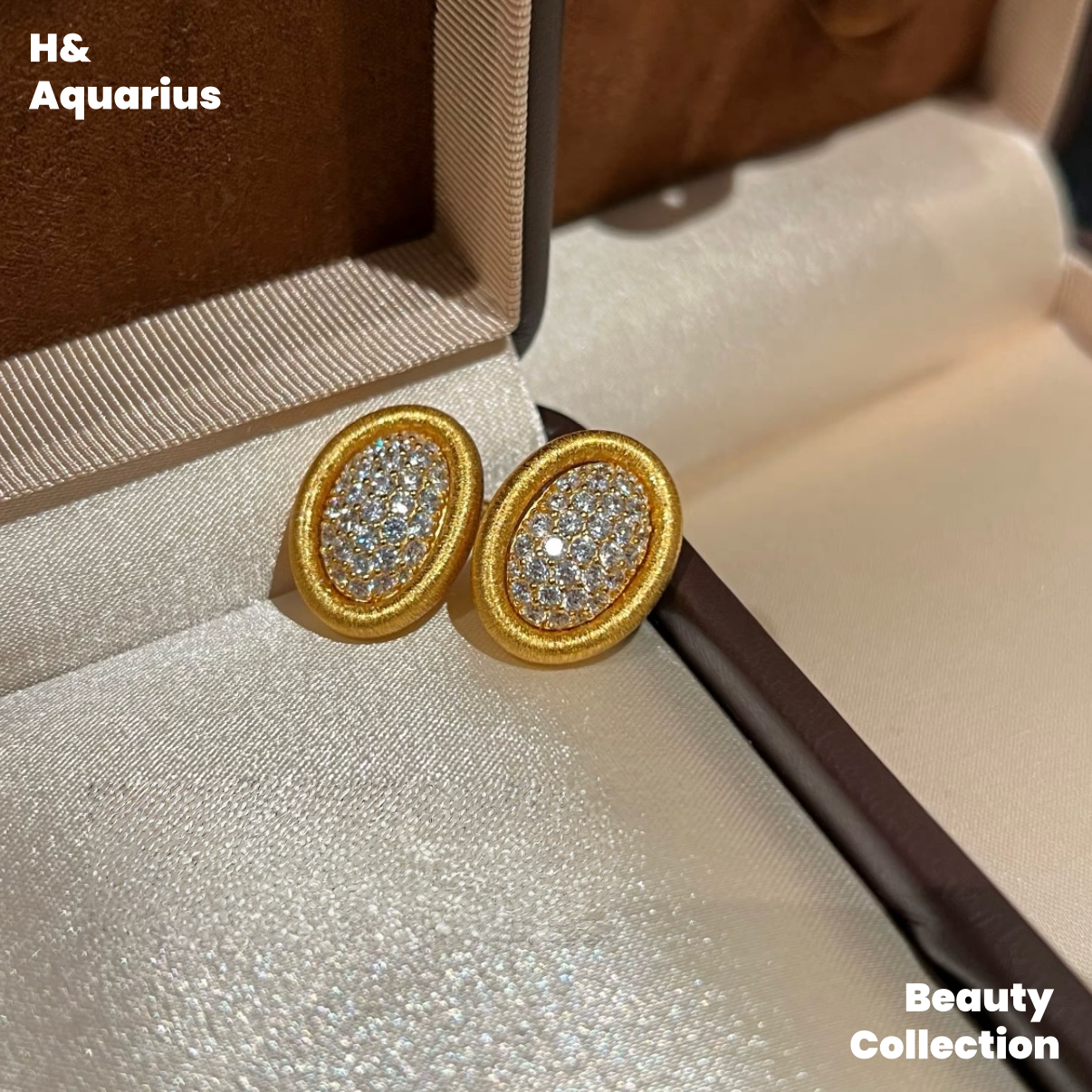 925 Silver & Zirconia Bathtub Ring/Earrings - Gold Plated Vintage Luxury Jewelry Set