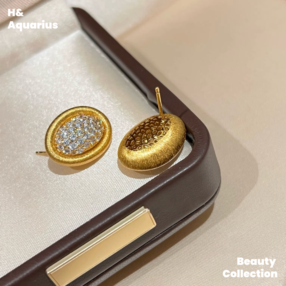 925 Silver & Zirconia Bathtub Ring/Earrings - Gold Plated Vintage Luxury Jewelry Set