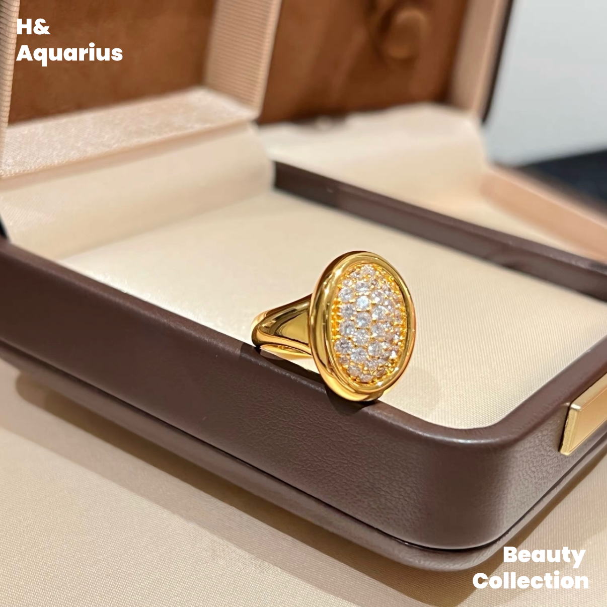 925 Silver & Zirconia Bathtub Ring/Earrings - Gold Plated Vintage Luxury Jewelry Set