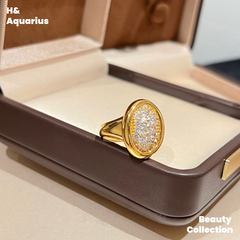 925 Silver & Zirconia Bathtub Ring/Earrings - Gold Plated Vintage Luxury Jewelry Set