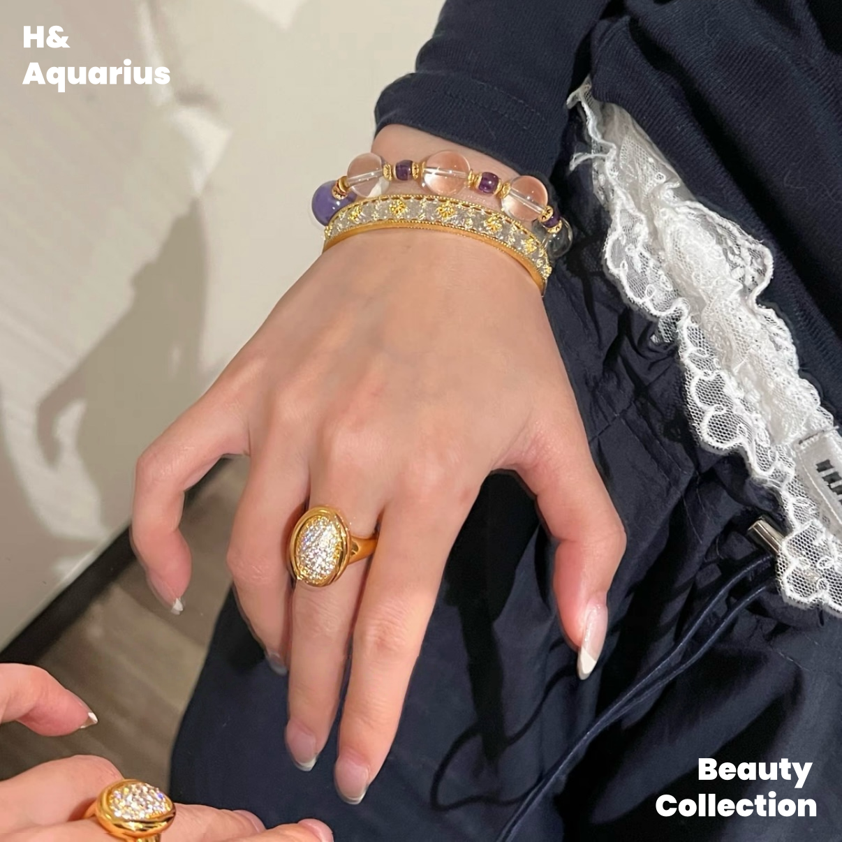 925 Silver & Zirconia Bathtub Ring/Earrings - Gold Plated Vintage Luxury Jewelry Set