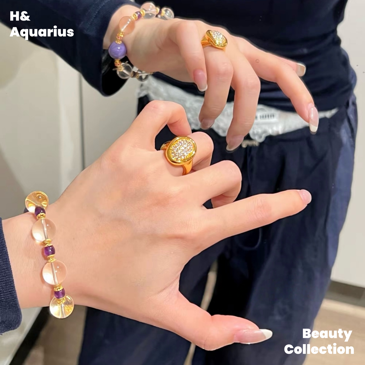 925 Silver & Zirconia Bathtub Ring/Earrings - Gold Plated Vintage Luxury Jewelry Set