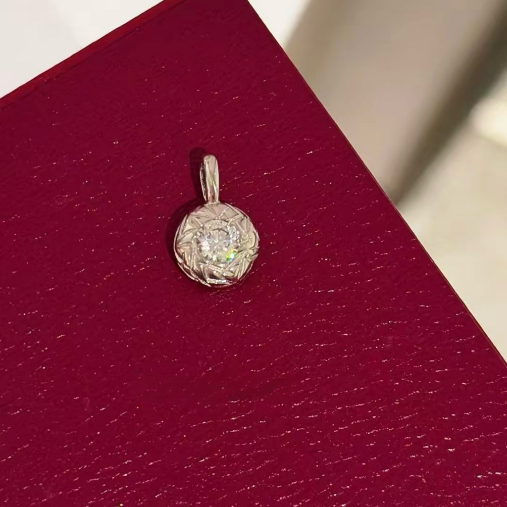 Silver Diamond-Cut Bubble Pendant