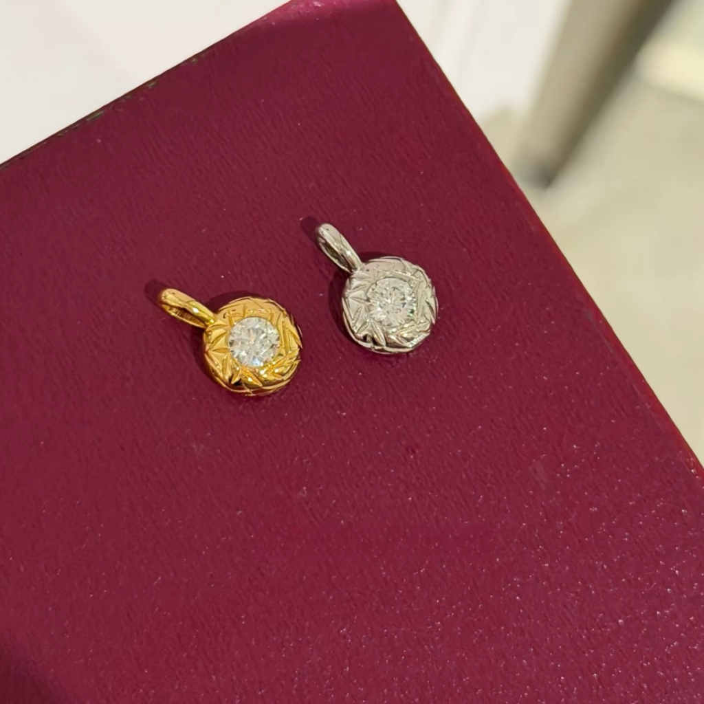 Gold Diamond-Cut Bubble Pendant