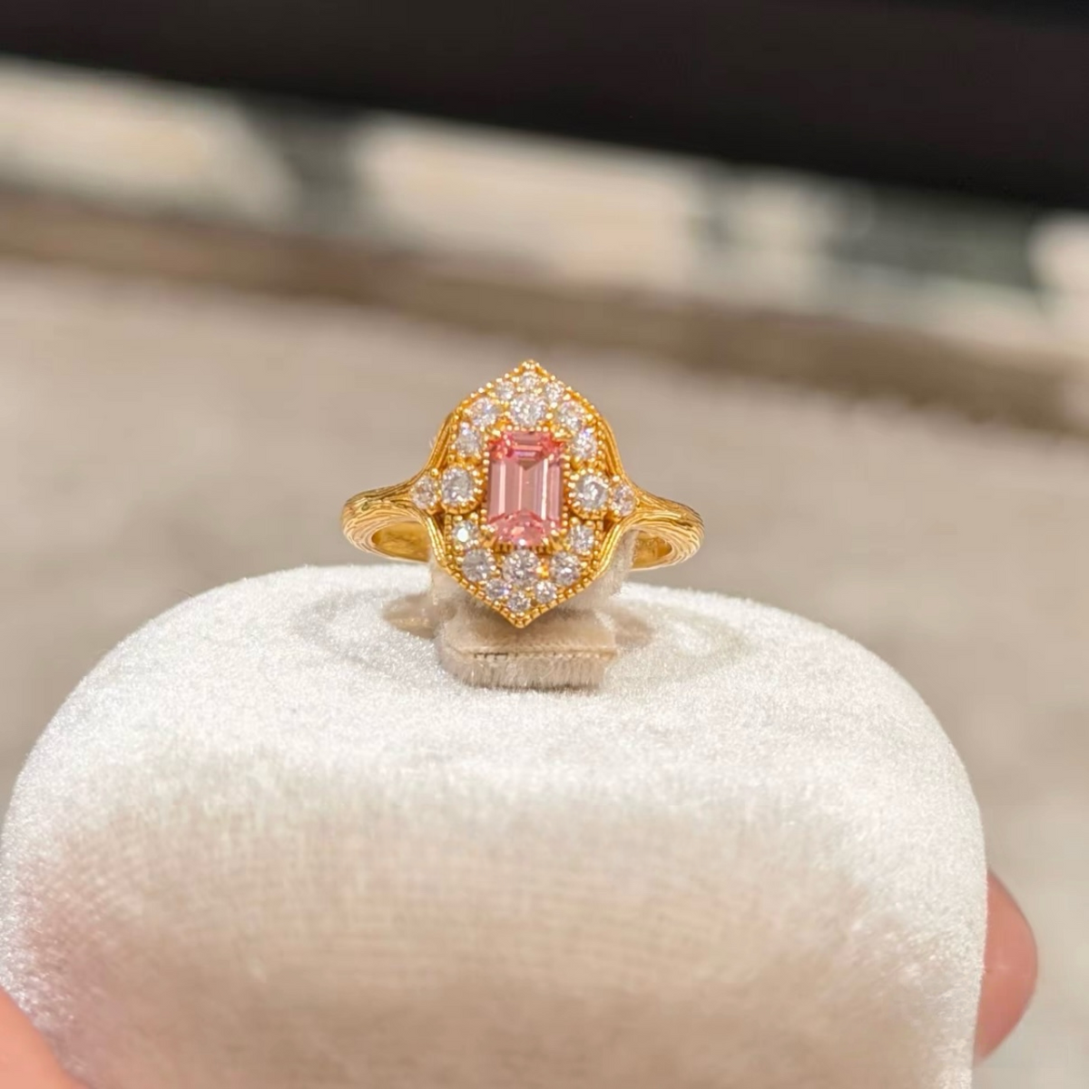 Blush Gilded Frame Ring