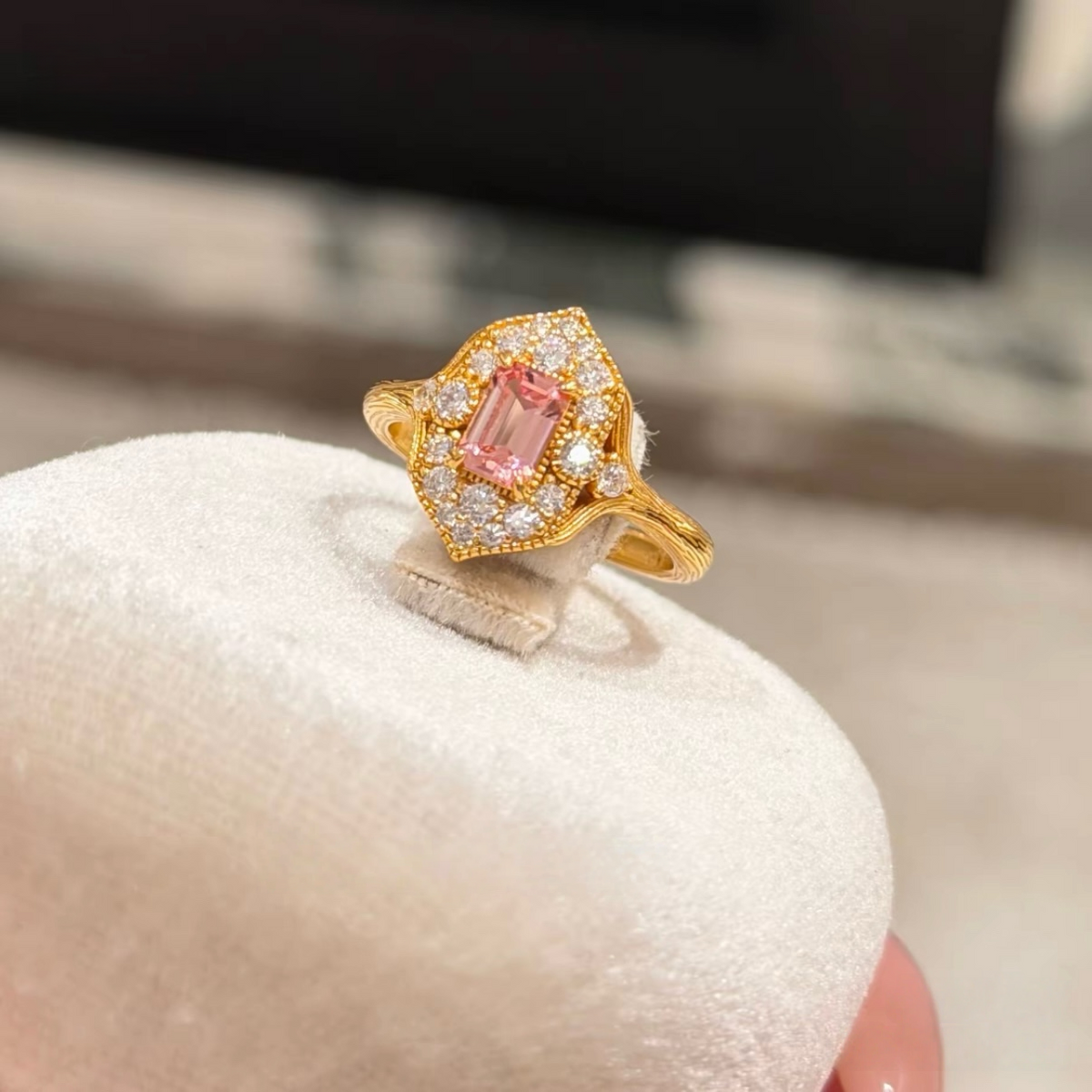 Blush Gilded Frame Ring