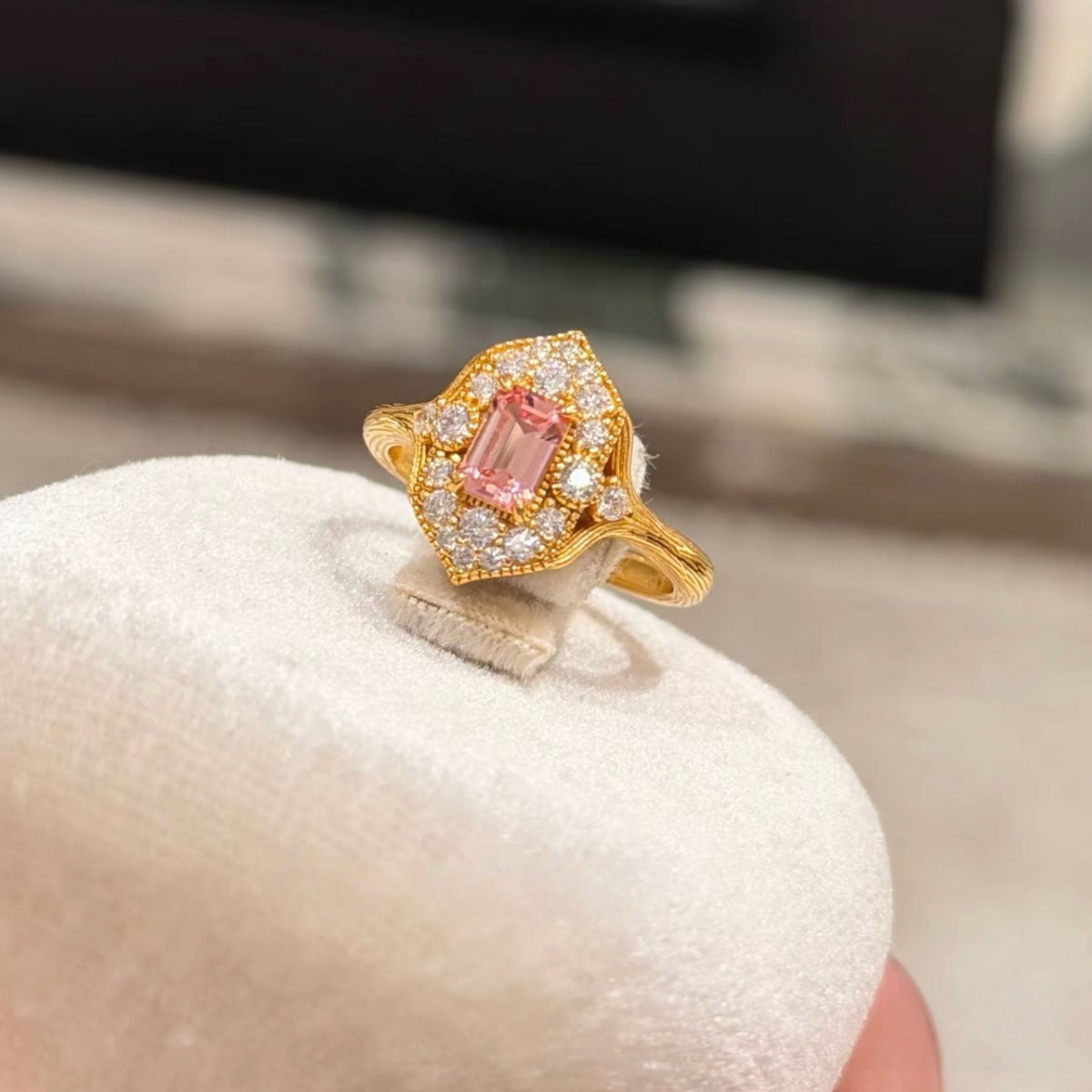 Blush Gilded Frame Ring