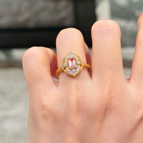Blush Gilded Frame Ring