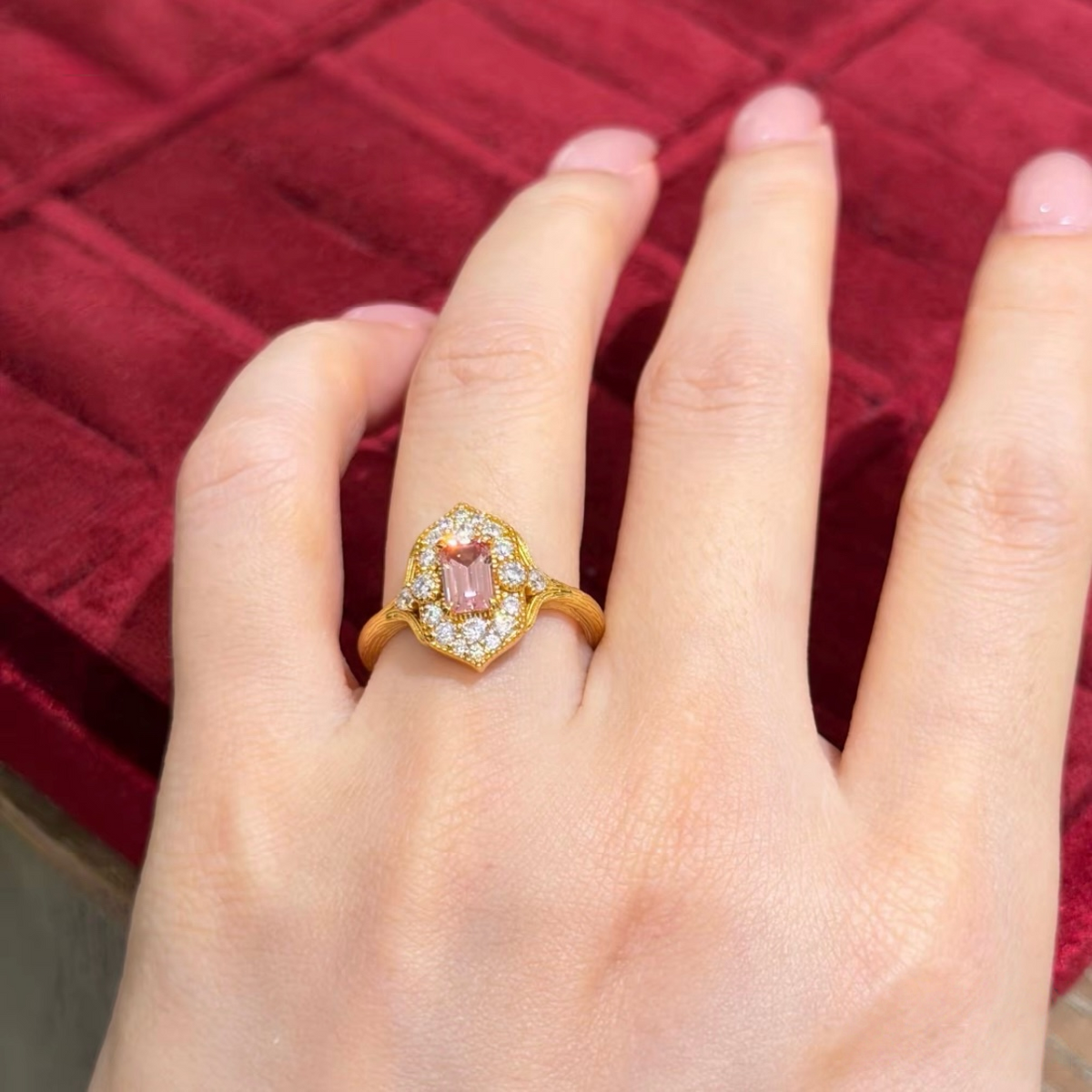 Blush Gilded Frame Ring