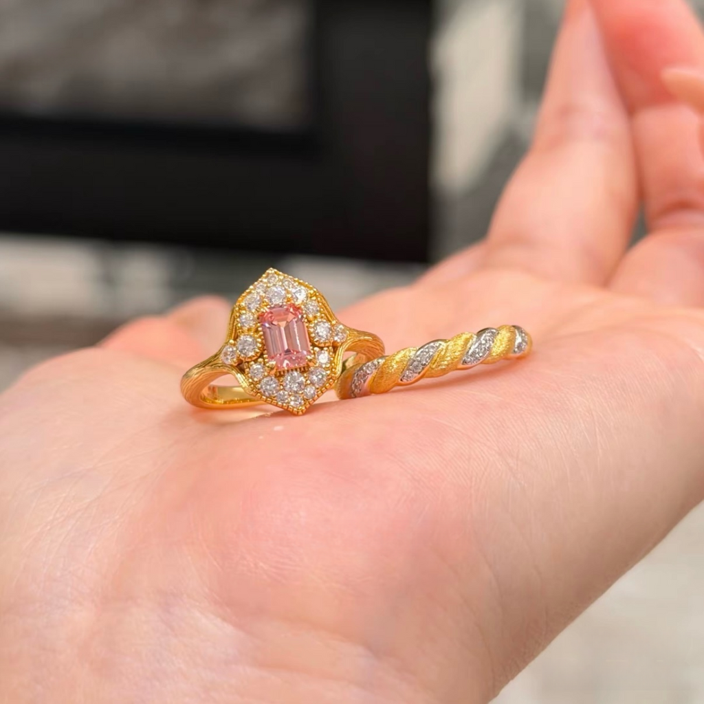 Blush Gilded Frame Ring