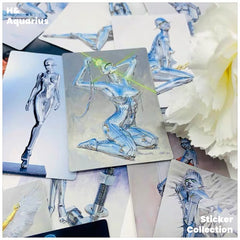 37pcs Cyberpunk Stickers - Sorayama Style Gynoid Decals for Journaling